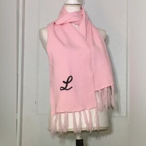 Pink Cursive L Style Scarf with Embroidered L Initial